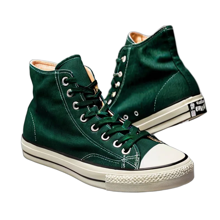 ファッション 靴 クラシックフォレストグリーンキャンバスハイトップ 透過 PNG 画像 フリー素材 #16466