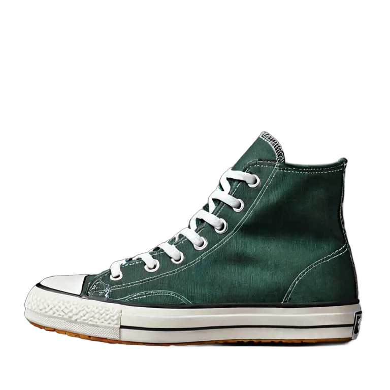 ファッション 靴 クラシックフォレストグリーンキャンバスハイトップ 透過 PNG 画像 フリー素材 #16467