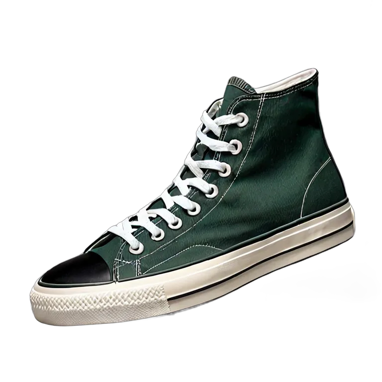 ファッション 靴 クラシックフォレストグリーンキャンバスハイトップ 透過 PNG 画像 フリー素材 #16470
