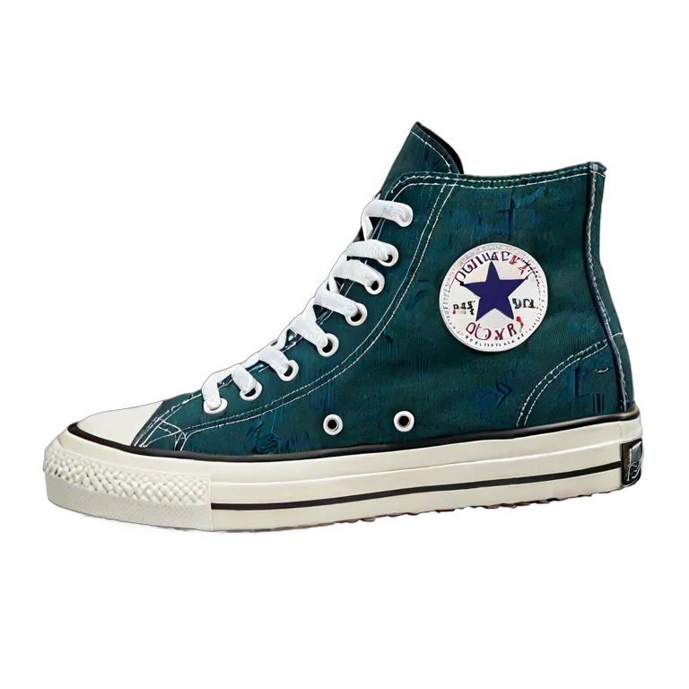 ファッション 靴 クラシックフォレストグリーンキャンバスハイトップ 透過 PNG 画像 フリー素材 #16471