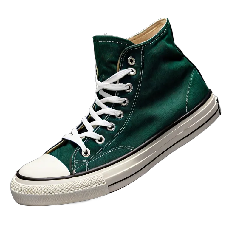 ファッション 靴 クラシックフォレストグリーンキャンバスハイトップ 透過 PNG 画像 フリー素材 #16472