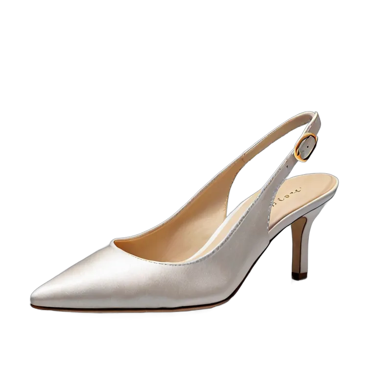 ファッション 靴 エレガントなアイボリーサテンスリングバック 透過 PNG 画像 フリー素材 #16426