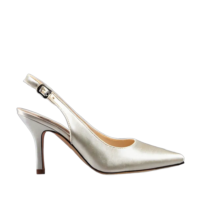 ファッション 靴 エレガントなアイボリーサテンスリングバック 透過 PNG 画像 フリー素材 #16435