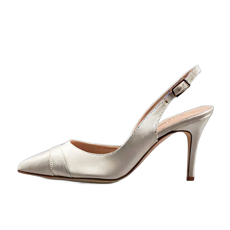 ファッション 靴 エレガントなアイボリーサテンスリングバック 透過 PNG 画像 フリー素材 #16439