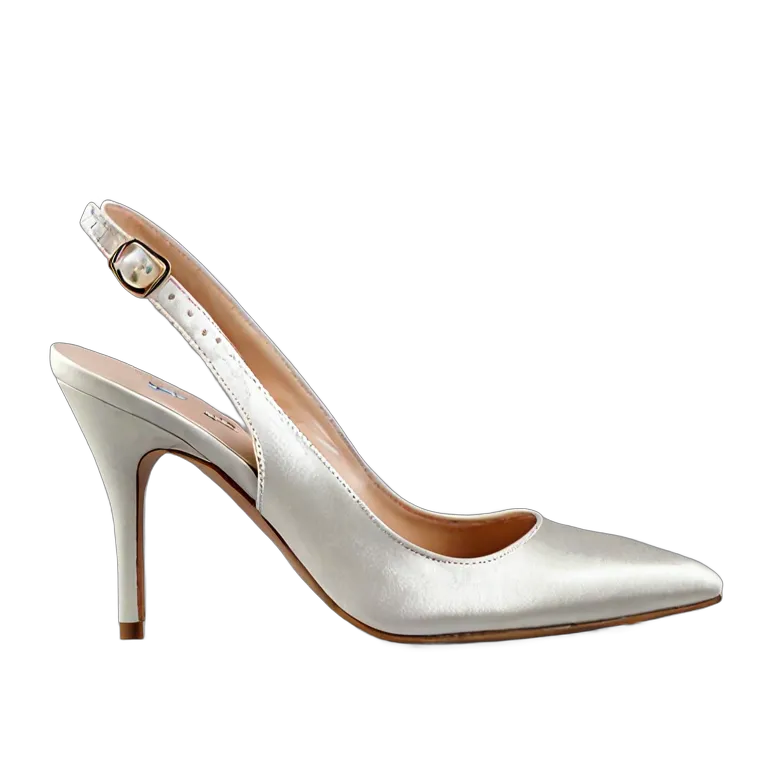 ファッション 靴 エレガントなアイボリーサテンスリングバック 透過 PNG 画像 フリー素材 #16440