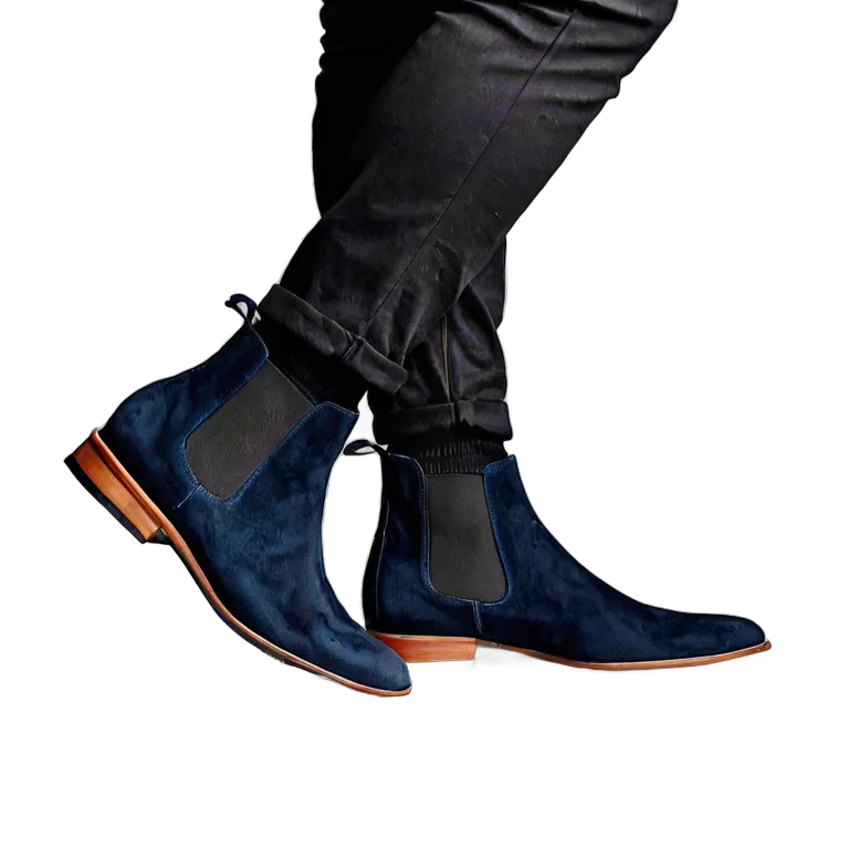 fashion shoes luxury-navy-blue-suede-chelsea-boot Transparent PNG Image Free Resource #16386