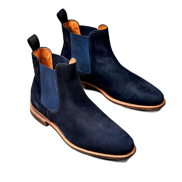 fashion shoes luxury-navy-blue-suede-chelsea-boot Transparent PNG Image Free Resource #16388