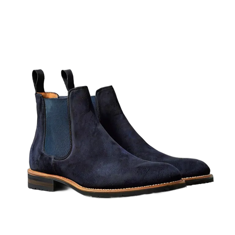 fashion shoes luxury-navy-blue-suede-chelsea-boot Transparent PNG Image Free Resource #16390