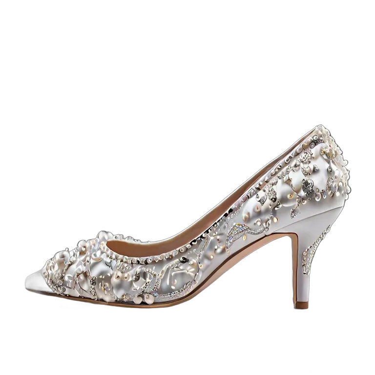 ファッション 靴 贅沢なパールをあしらったブライダルフラットシューズ 透過 PNG 画像 フリー素材 #16476