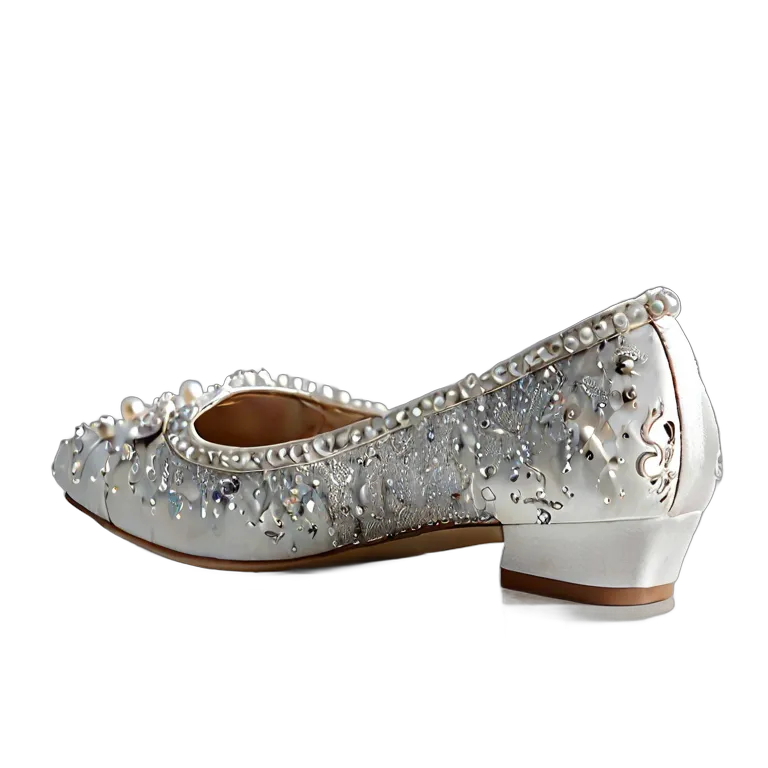 ファッション 靴 贅沢なパールをあしらったブライダルフラットシューズ 透過 PNG 画像 フリー素材 #16481