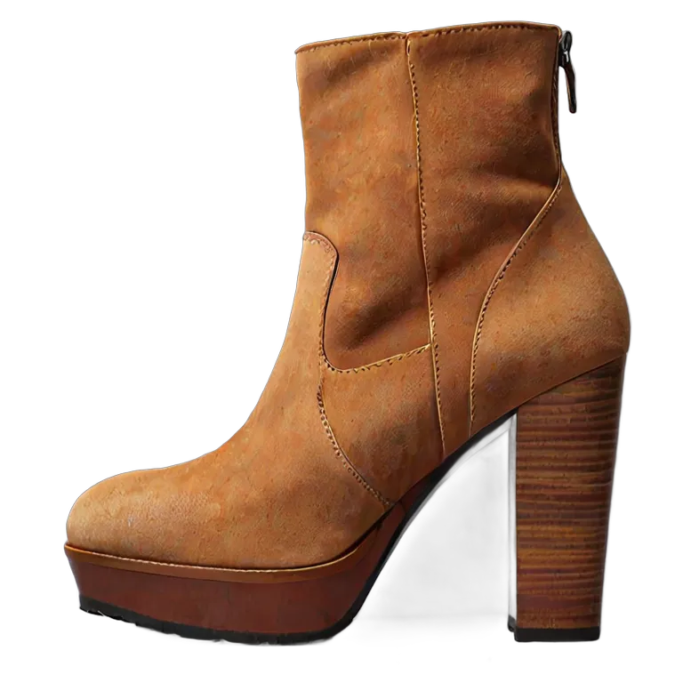 ファッション 靴 70年代風のレトロなタンスエードのプラットフォームブーツ 透過 PNG 画像 フリー素材 #16402