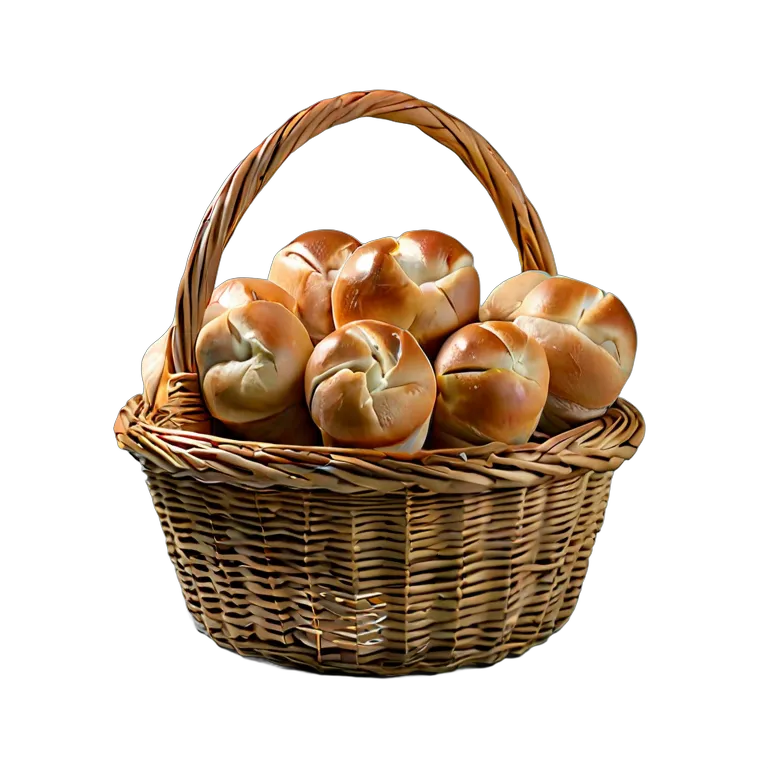 食べ物 パン バスケットに入った塩パン 透過 PNG 画像 フリー素材 #26788