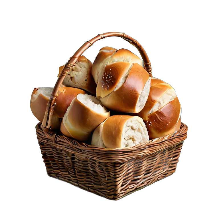 食べ物 パン バスケットに入った塩パン 透過 PNG 画像 フリー素材 #26789