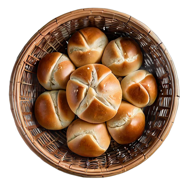 食べ物 パン バスケットに入った塩パン 透過 PNG 画像 フリー素材 #26792