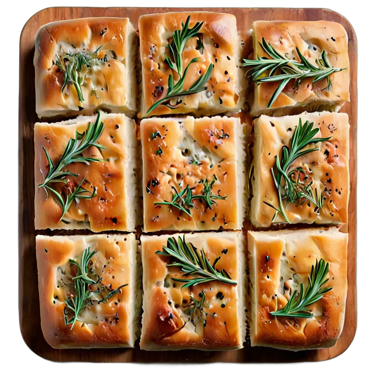 食べ物 パン スライスしたローズマリーのフォカッチャ 透過 PNG 画像 フリー素材 #26783