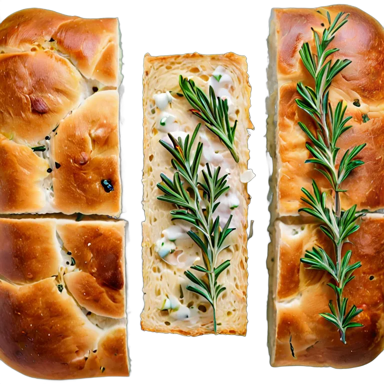 食べ物 パン スライスしたローズマリーのフォカッチャ 透過 PNG 画像 フリー素材 #26785