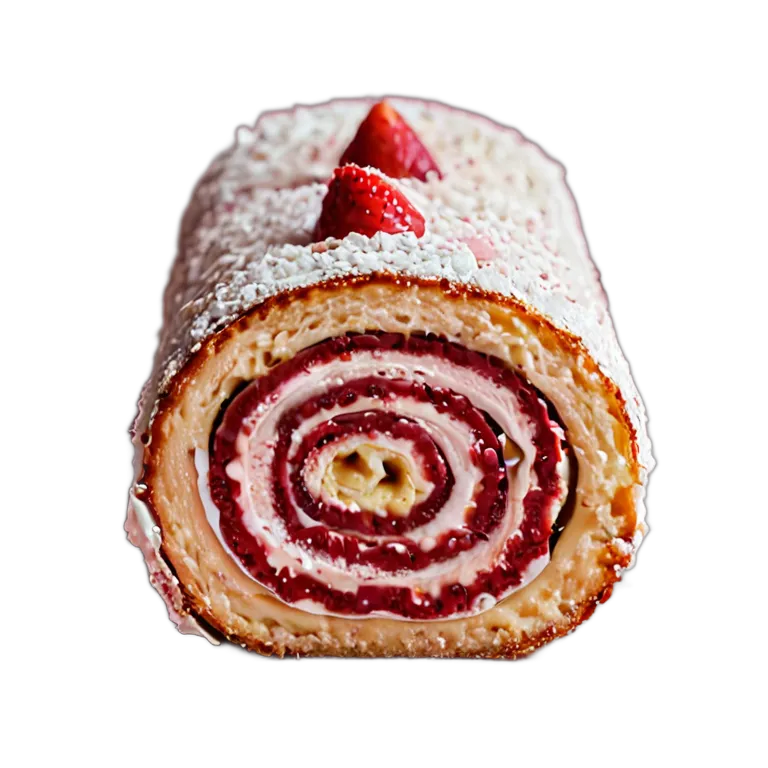 食べ物 お菓子 イチゴ入りロールケーキ 透過 PNG 画像 フリー素材 #6749