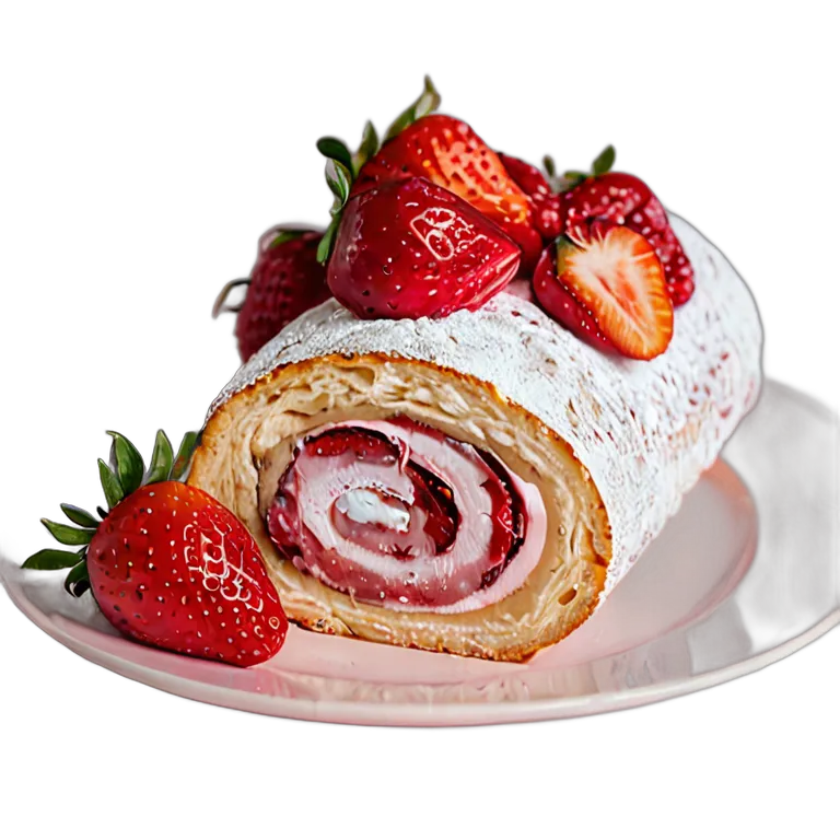 食べ物 お菓子 イチゴ入りロールケーキ 透過 PNG 画像 フリー素材 #6750