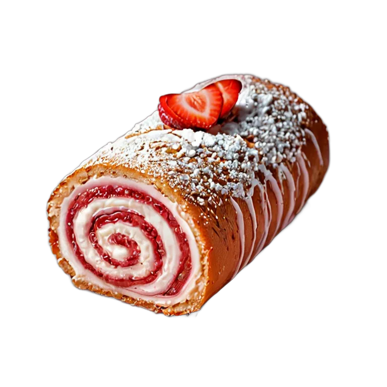 食べ物 お菓子 イチゴ入りロールケーキ 透過 PNG 画像 フリー素材 #6752