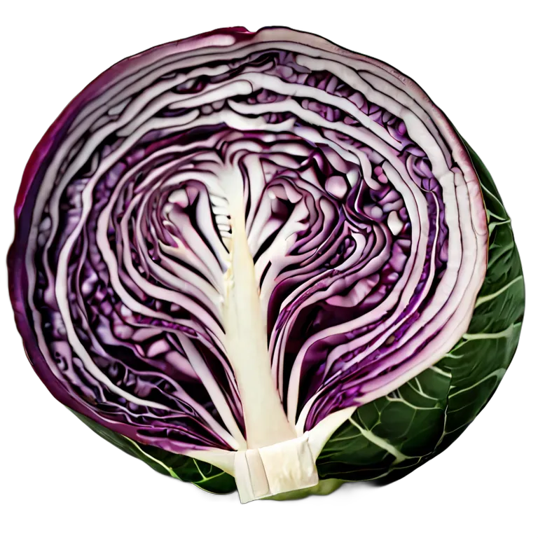 食べ物 野菜 半分に切った赤キャベツ 透過 PNG 画像 フリー素材 #32931