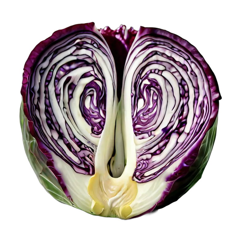 食べ物 野菜 半分に切った赤キャベツ 透過 PNG 画像 フリー素材 #32934