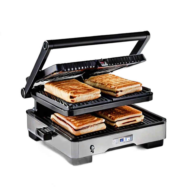 ガジェット キッチン家電 ブラック＆クロームのパニーニプレス 透過 PNG 画像 フリー素材 #14146