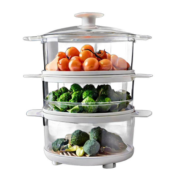 ガジェット キッチン家電 プラスチック製の白い野菜蒸し器 透過 PNG 画像 フリー素材 #14082