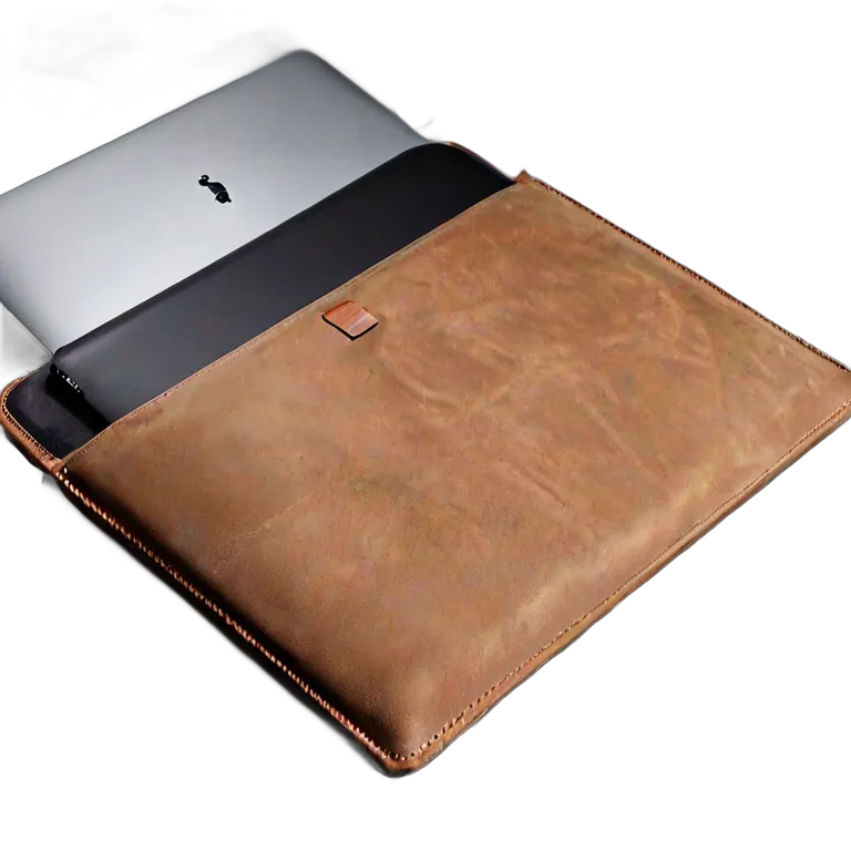 ガジェット コンピューター スエードとレザーを使用した高級ラップトップスリーブ 透過 PNG 画像 フリー素材 #14846