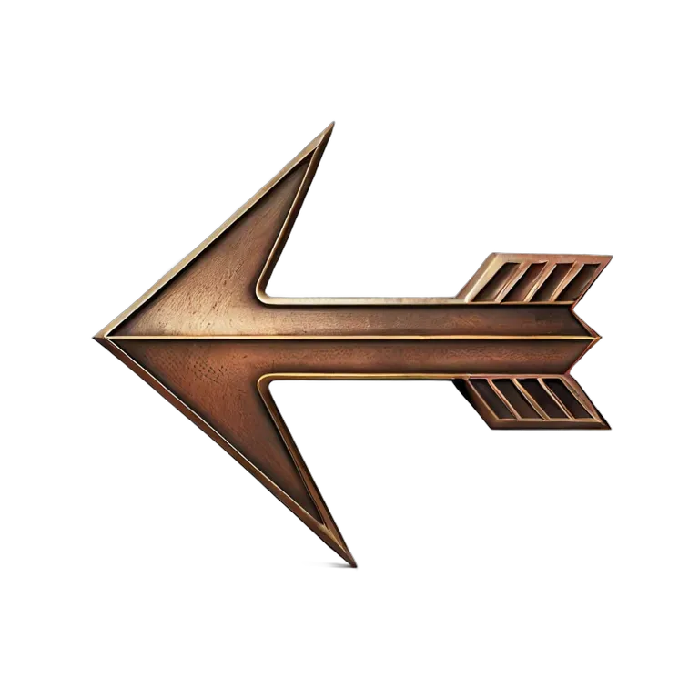 アイコン 矢印 3Dブロンズ矢印（左向き） 透過 PNG 画像 フリー素材 #39029