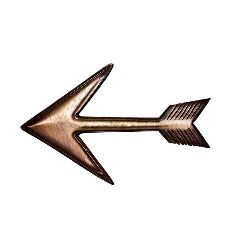 アイコン 矢印 3Dブロンズ矢印（左向き） 透過 PNG 画像 フリー素材 #39032