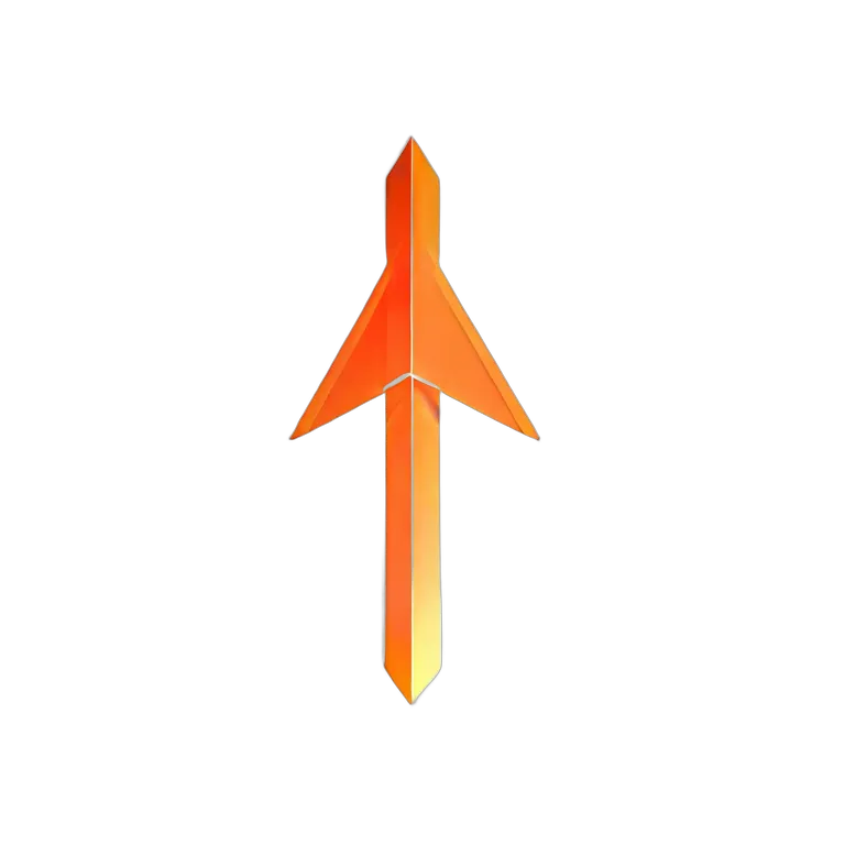 アイコン 矢印 3D光るオレンジ色の光の矢印 透過 PNG 画像 フリー素材 #39005