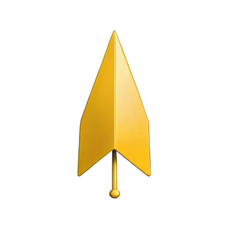 丸い先端の3D黄色いプラスチック矢印 透過 PNG 画像 フリー素材 #39077