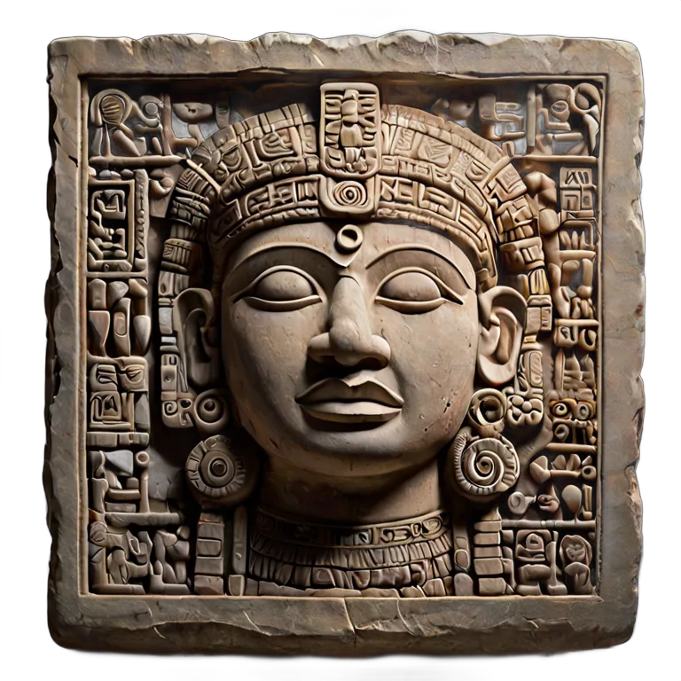 インテリア 美術品 古代マヤの石碑彫刻 透過 PNG 画像 フリー素材 #23034