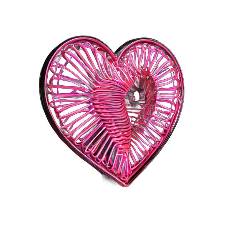 インテリア 美術品 現代的なネオンピンクのハートアート 透過 PNG 画像 フリー素材 #23073