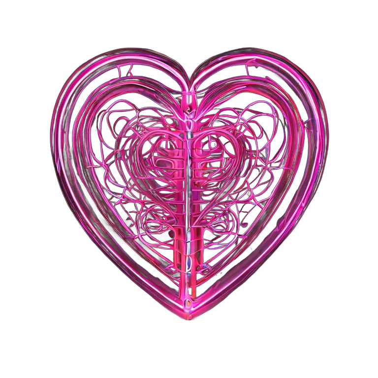 インテリア 美術品 現代的なネオンピンクのハートアート 透過 PNG 画像 フリー素材 #23074