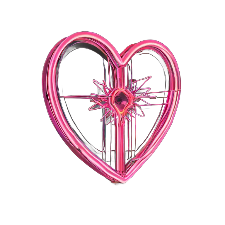 インテリア 美術品 現代的なネオンピンクのハートアート 透過 PNG 画像 フリー素材 #23075