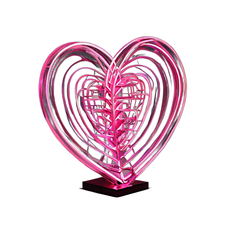 インテリア 美術品 現代的なネオンピンクのハートアート 透過 PNG 画像 フリー素材 #23077