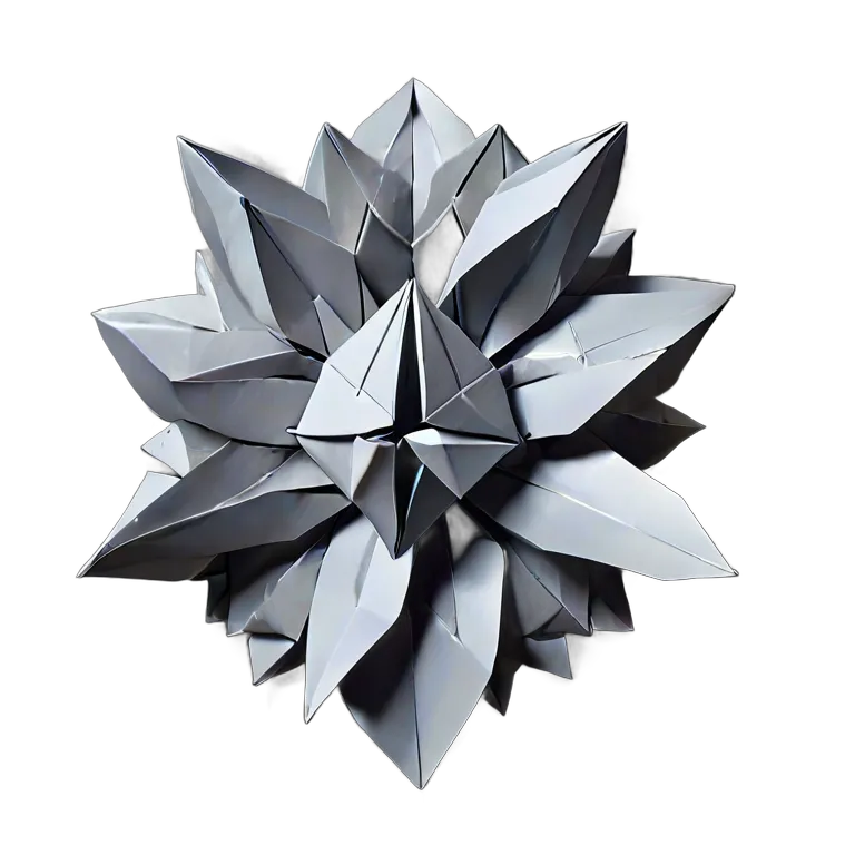 インテリア 美術品 金属紙を使った現代折り紙彫刻 透過 PNG 画像 フリー素材 #22986