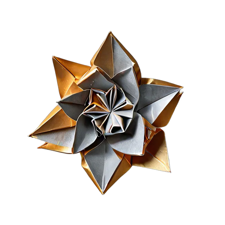 インテリア 美術品 金属紙を使った現代折り紙彫刻 透過 PNG 画像 フリー素材 #22989