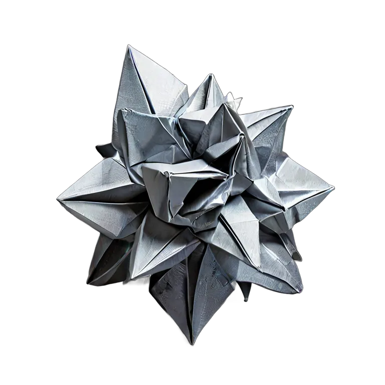 インテリア 美術品 金属紙を使った現代折り紙彫刻 透過 PNG 画像 フリー素材 #22992