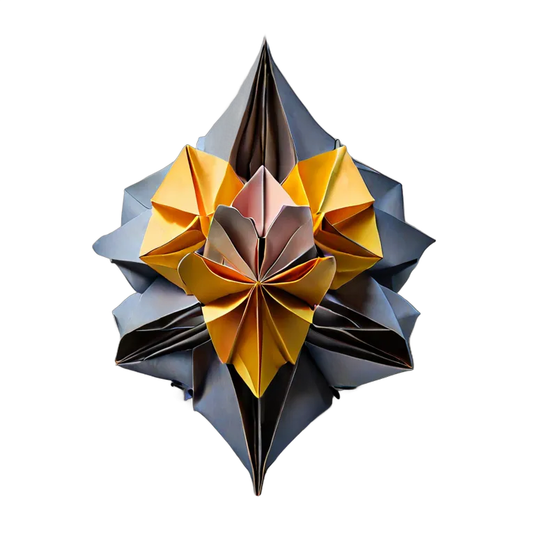 インテリア 美術品 金属紙を使った現代折り紙彫刻 透過 PNG 画像 フリー素材 #22994