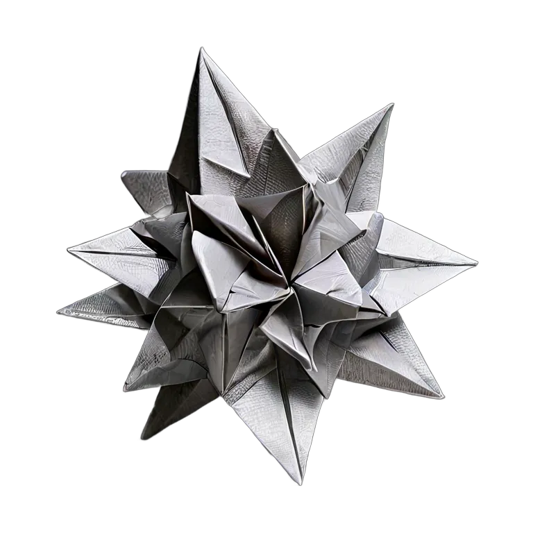 インテリア 美術品 金属紙を使った現代折り紙彫刻 透過 PNG 画像 フリー素材 #22995