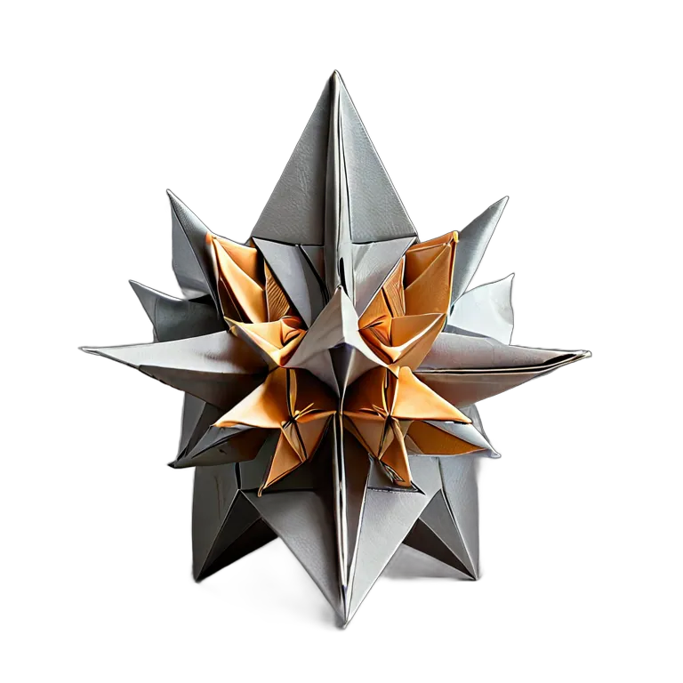 インテリア 美術品 金属紙を使った現代折り紙彫刻 透過 PNG 画像 フリー素材 #22996