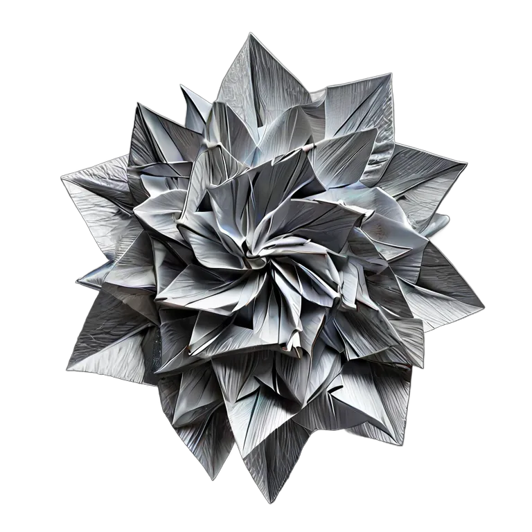 インテリア 美術品 金属紙を使った現代折り紙彫刻 透過 PNG 画像 フリー素材 #22998