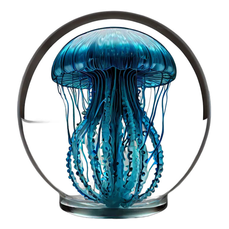 インテリア 美術品 クラゲが入ったデザイナーガラスのペーパーウェイト 透過 PNG 画像 フリー素材 #23042