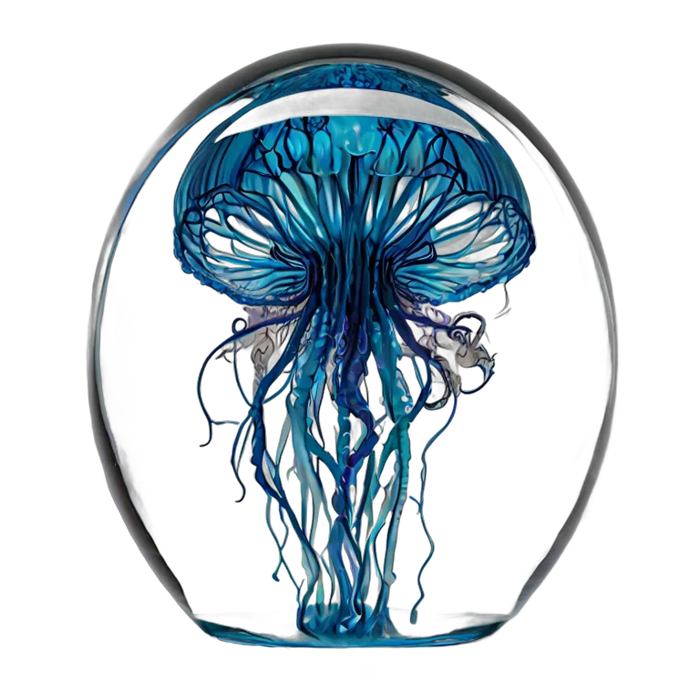 インテリア 美術品 クラゲが入ったデザイナーガラスのペーパーウェイト 透過 PNG 画像 フリー素材 #23043