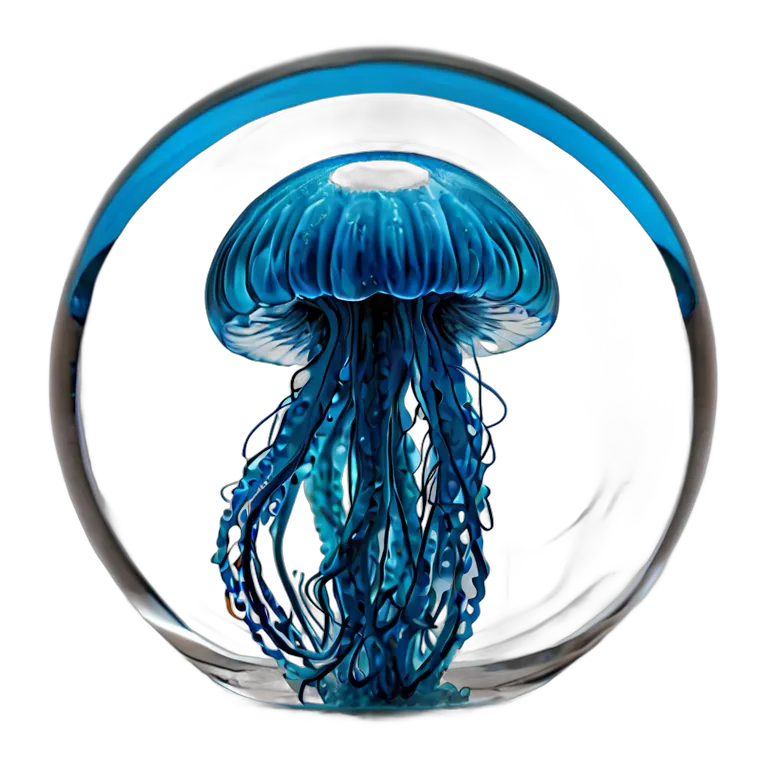 インテリア 美術品 クラゲが入ったデザイナーガラスのペーパーウェイト 透過 PNG 画像 フリー素材 #23047