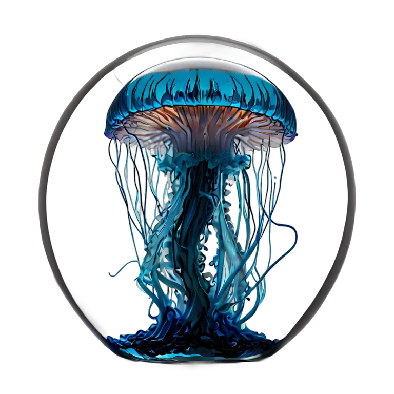 インテリア 美術品 クラゲが入ったデザイナーガラスのペーパーウェイト 透過 PNG 画像 フリー素材 #23048