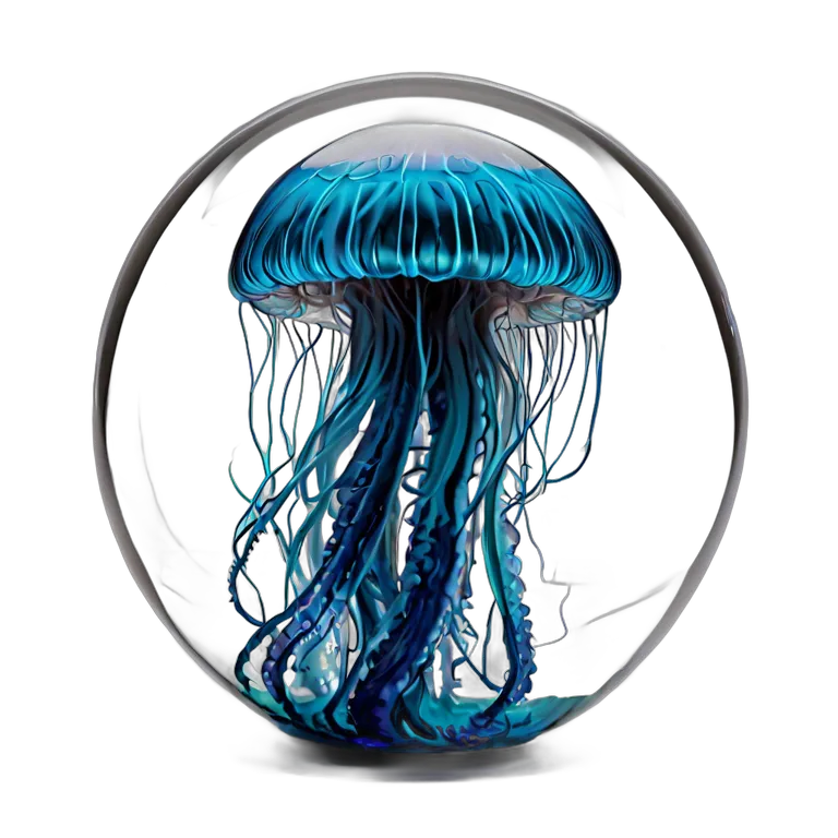 インテリア 美術品 クラゲが入ったデザイナーガラスのペーパーウェイト 透過 PNG 画像 フリー素材 #23049
