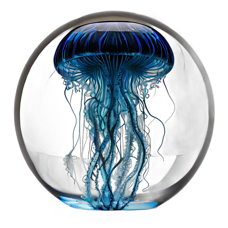 インテリア 美術品 クラゲが入ったデザイナーガラスのペーパーウェイト 透過 PNG 画像 フリー素材 #23051
